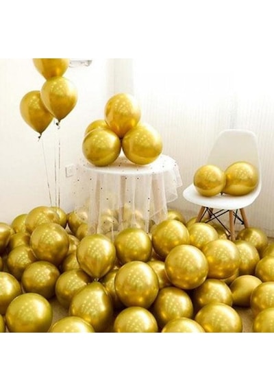 5 Ad Gold Altın Renkli Parlak Krom Metalik Aynalı Balon