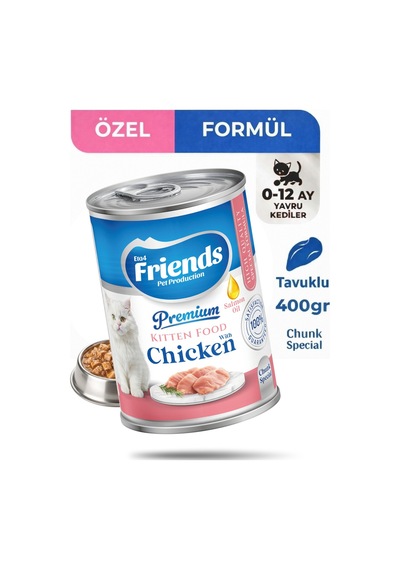 Premium Tavuklu Yavru Kedi Konservesi 400 Gr Kitten Yaş Mama 0-12 Ay