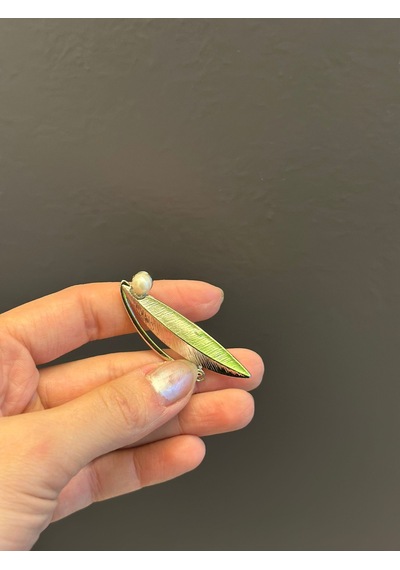 5 x 2 CM Çelik Yaprak Broş Yaka İğnesi Giyim Aksesuarı Altın