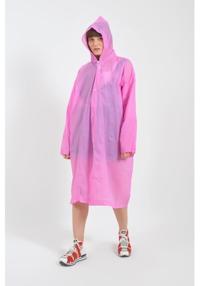 Unisex Pembe Eva Kumaş Su Rüzgar Geçirmez Yağmurluk Pembe