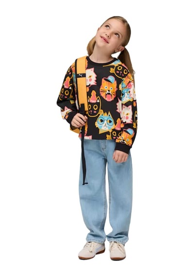 Puma Puma Moody Cat Crew Unisex Çocuk Siyah Sweatshirt 28605 SiYAH