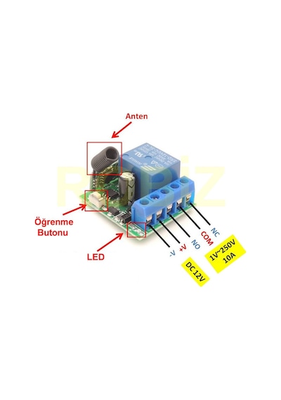 433mhz Rf 1 Uyumlu Kanal Modül Dc 12v Kablosuz Pompa Fan Lamba Perde Akıllı Ev Garaj Bariyer Kapı