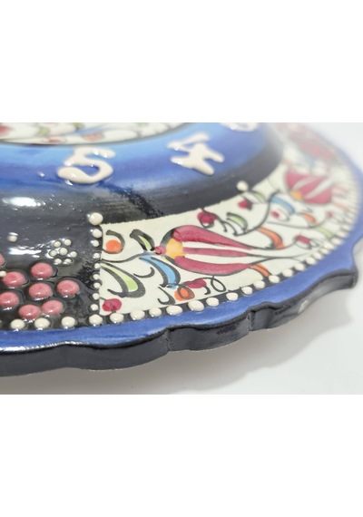 Çini Boyama Kabartma Duvar Saat 18cm - Çini Saat Çok Renkli 87586591