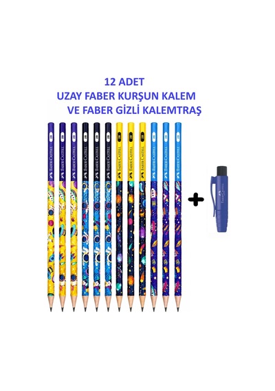 Uzay Kurşun Kalem 2b 12'li Set Ve Gizli Kalemtraş Çok Renkli