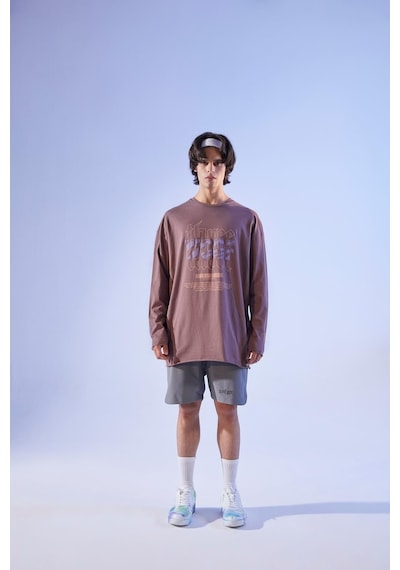 Woof Gym Oversized Long Sleeve T-Shırt - Rose Taupe