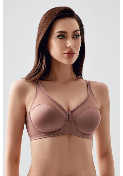 New Bra Kadın C Kap Balenli Tül Detaylı Toparlayıcı Sütyen Vizon 2304 Vizon