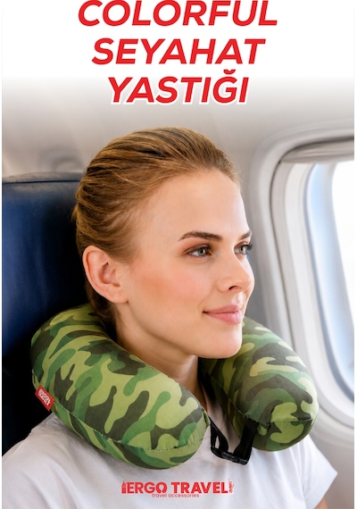 Viscofoam Colorful Ortopedik Seyahat Yastığı Visco Boyun Destekli Seyahat Yastığı - Kamuflaj | Ergo Travel