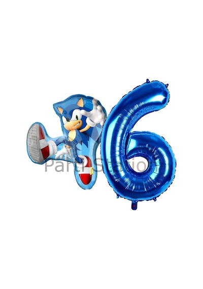 Tilki Sonic Ve Lacivert Rakam Balon 3 Yaş Balon Set Tilki Sonic Boom Konsept Doğum Günü Balon Set 6