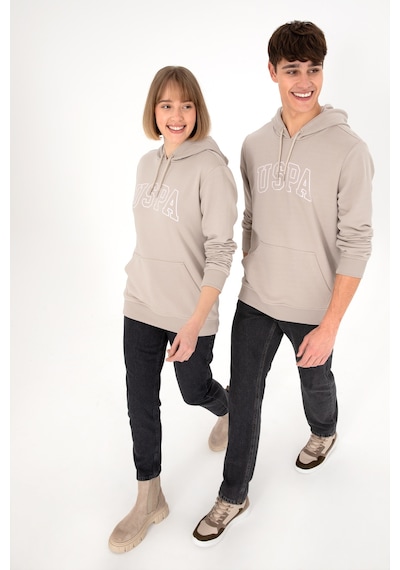 U.S. Polo Assn. Erkek Regular Fit Kapüşonlu Taş Basic Sweatshirt 50295175-VR049
