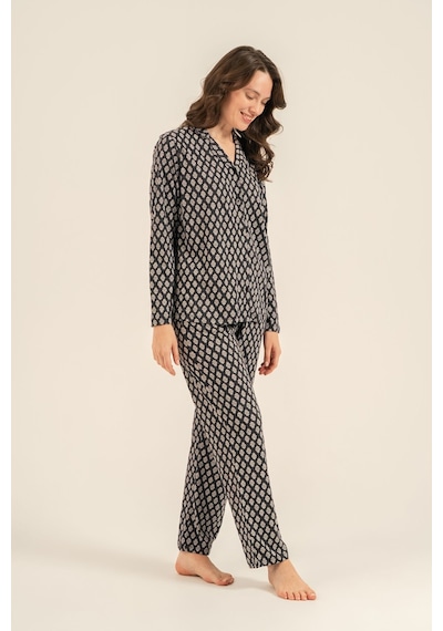 Arnetta Kadın Desenli Antrasit Gömlek Pijama Takımı Ar3750-s-v1 Ar3750-s-v1