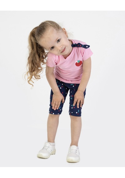 Harika Kids Kız Bebek Kaprili Kısa Kollu Apolet Baskılı Yazlık Basic Alt-üst Takım 6-24 Ay 001
