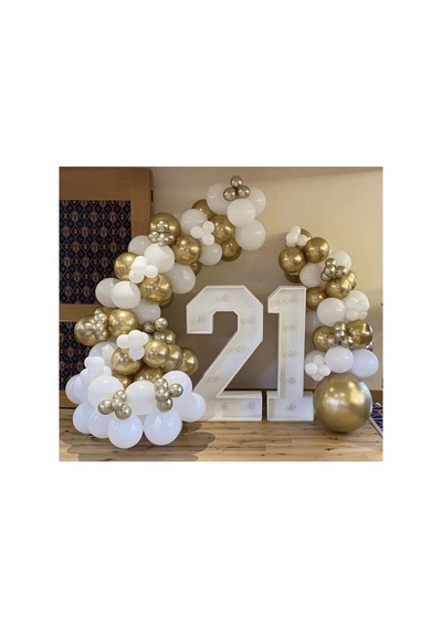 Krom Gold Beyaz Balon Zinciri 100 Adet Mix