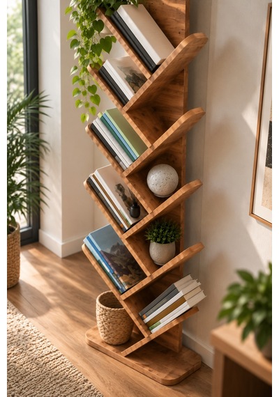 Sulorahome 10 Raflı Ceviz Desenli Çok Amaçlı Kitaplık