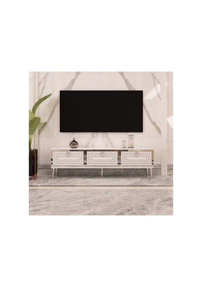 Palo 150 Cm Tv Ünitesi Tv Sehpası Beyaz-gümüş Beyaz - Gümüş