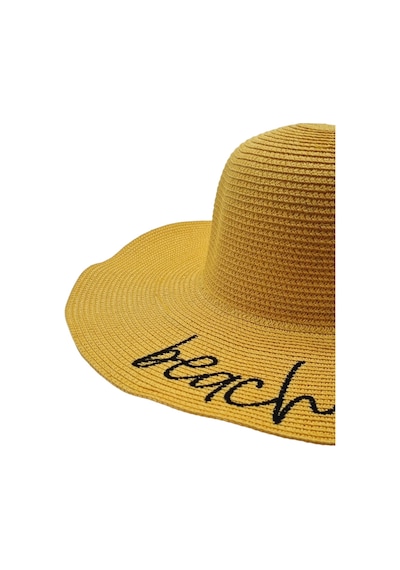 Tezzgelsin Kadın Beach Please Nakış İşlemeli Hasır Şapka Sarı