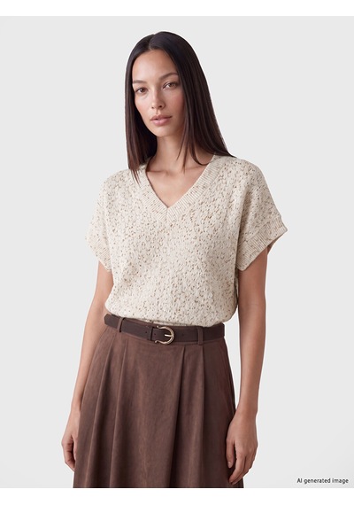 Lcw Everyday Ekru Oversize Kadın Triko Süveter