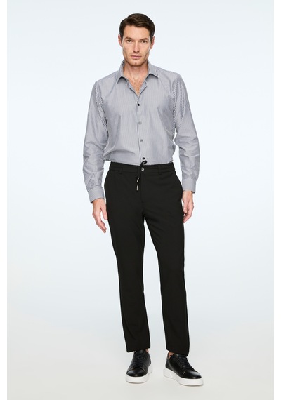 Morven Erkek Siyah Poliviskon Trend Düz Slim Fit Jogger Pantolon 26ms003040001 Siyah
