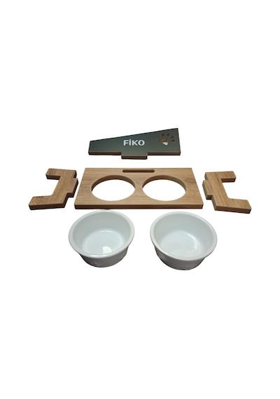 Realwood Özel İsimli Seramik Kaplı Kedi Köpek Mama Su Kabı Stantı
