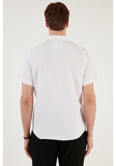 Buratti Apaş Yaka Kısa Kollu Regular Fit Erkek Gömlek Cf24S117842 Beyaz
