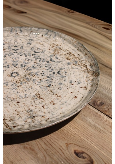 6'lı Valencia Servis Tabağı Pizza 32cm Dijital Fade Rinart Krem