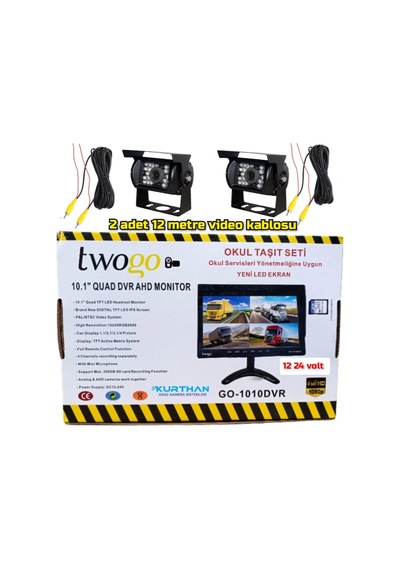 10 ''hybrid Dvr Ekran 2 Adet Ir Ledli Bus Kamera Set 12-24 Volt