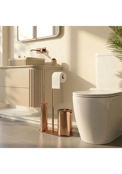 Kobos Nova Çöp Kovalı Yuvarlak Hareketli Wc Set Parlak Bakır Kbw-907rs
