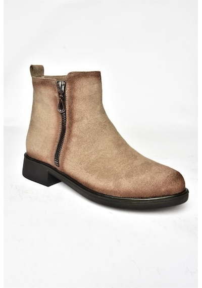 Fox Shoes R374050402 Vizon Süet Alçak Tabanlı Kadın Bot Vizon-süet