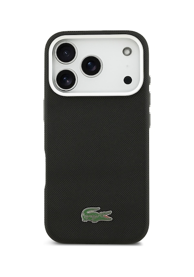 Apple iPhone 17 Pro Max Kılıf Lacoste Lisanslı M-safe Uyumlu Pvc Pike Desenli İkonik Timsah Logolu Siyah