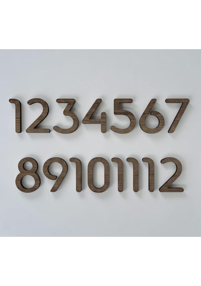 Slim Font Duvar Saati Rakamları Sayı Seti Aksesuar Saat Yapımı Malzemeleri Yükseklik 3 Cm Ahşap