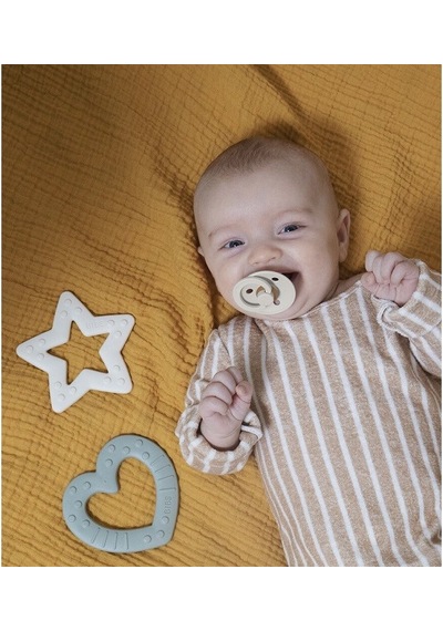 Bibs Baby Bitie Diş Kaşıyıcı Heart Mustard 3 Ay + Çok Renkli