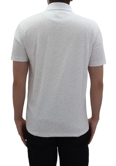 Santa Dmctekstil Erkek 2026 Desenli Klasik Kesim Rahat Kalıp Tek Cepli Polo Yaka T-shirt Beyaz