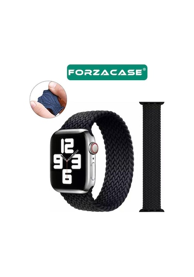 Forzacase Apple Uyumlu  Watch 10 Series 46mm İle Hasır Örgü Solo Loop Kordon Kayış - Fc401 Siyah