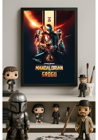 Mandalorian Siyah Ahşap Çerçeveli Poster, Film Duvar Tablosu