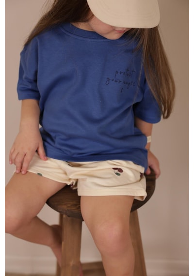 Oh La La Koala İndigo Nakışlı Oversize T-shirt İndigo