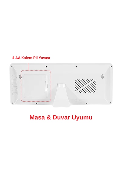 Enarose Ac3415 Dijital Masa Ve Duvar Saati - Nem, Sıcaklık Ve Çift Alarmlı Beyaz