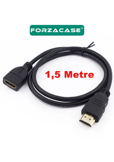 Forzacase Hd 1080p Tv Pc Projeksiyon Uyumlu Hdmi Uzatma Kablosu Dişi Erkek 1,5 Metre - Fc1187