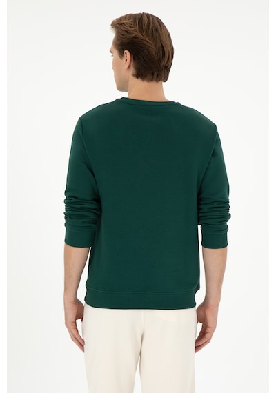 U.S. Polo Assn. Erkek Regular Fit Bisiklet Yaka Koyu Yeşil Sweatshirt 50293436-VR079