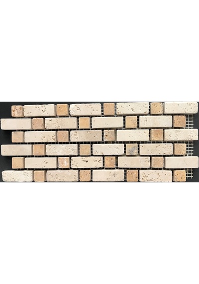 Doğaltaş 10X27Cm Traverten Bordür Fileli 4 Adet Dekor