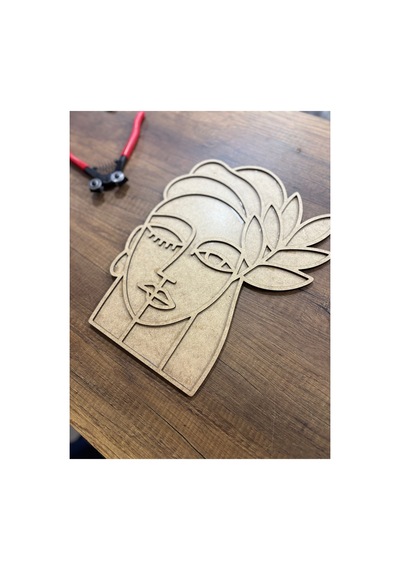 34,5x27,5cm Geometrik Kadın Figür Ham Ahşap Boyanabilir Workshop