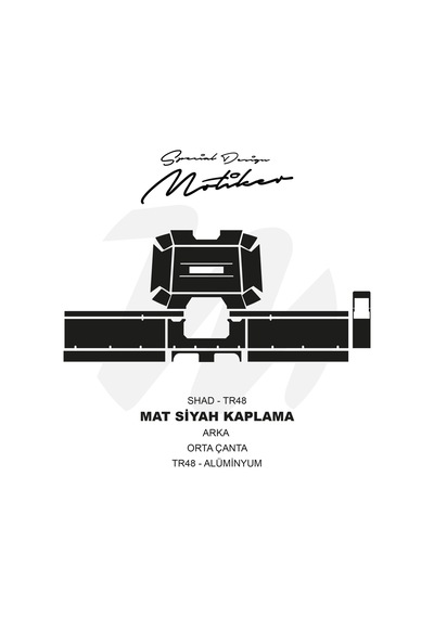 Shad Tr48 Arka Orta Çanta Mat Siyah Kaplama Sticker Etiket Modeli