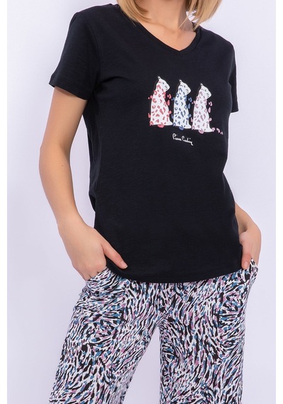 Pierre Cardin Leopard Siyah Kadın Kapri Takım 5274-29379 Siyah