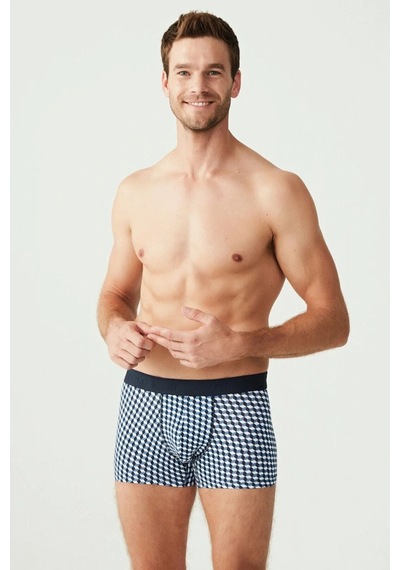U.S. Polo Assn. Erkek 3'lü İndigo - Lacivert - İndigo Likralı Pamuklu Boxer İndigo-lacivert