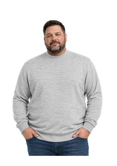 Battalmoda Erkek Büyük Beden Gri Yarım Balıkçı Triko Kazak 3xl-4xl-5xl-6xl