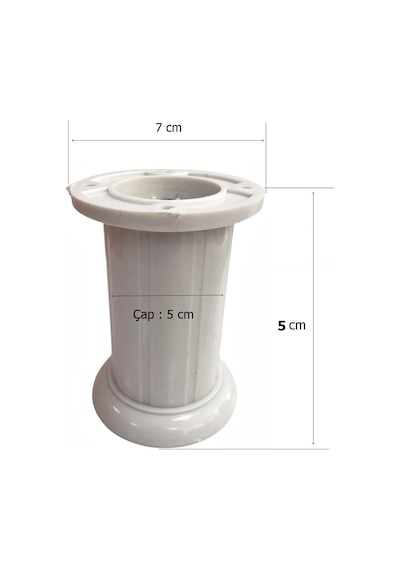 Safir Plastik Ayak Mobilya Koltuk Ayağı Beyaz 5 Cm