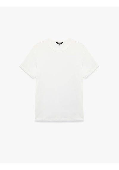 Koton Kısa Kollu Bisiklet Yaka Pamuklu Slim Fit Tişört Beyaz 6sam10027mk Beyaz