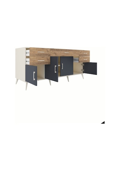 Kronos Konsol Tek Raflı 5 Çekmeceli 4 Kapaklı 176x59x83 Aytaşı-antrasit/çam Antrasit/çam Kronos Konsol Tek Raflı 5 Çekmeceli 4 Kapaklı 176x59x83 Aytaşı-antrasit/çam Antrasit/çam