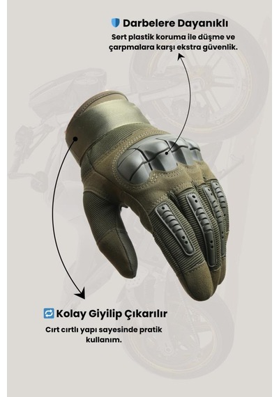Single Sword Tam Parmak Profesyonel Korumalı Dokunmatik Parmak Askeri Taktik Haki Motosiklet/bisiklet L Siyah