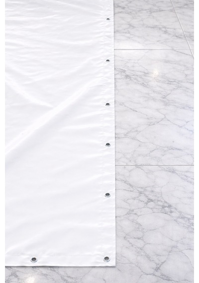Beyaz Balkon Brandası - 650 Gr Pvc Polyester - Kuşgözlü Ve Kolon Takviyeli Balkon Demiri Brandası Beyaz