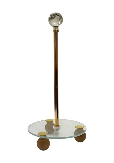 Gold Dekoratif Ahşap Top Ayaklı Kristal Taşlı Cam Kağıt Havluluk,peçete Rulo Kağıt Havlu Organizer -