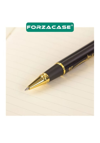 Besmele İşlemeli Kutulu Metal Roller Kalem Siyah Gold - Fc761